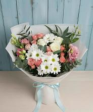 Букет цветов из:  Розы, Лизиантусы и Хризантемы в Елатьме